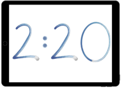 Thumbnail of Clockinator's Snow Write clock face showing 2:20