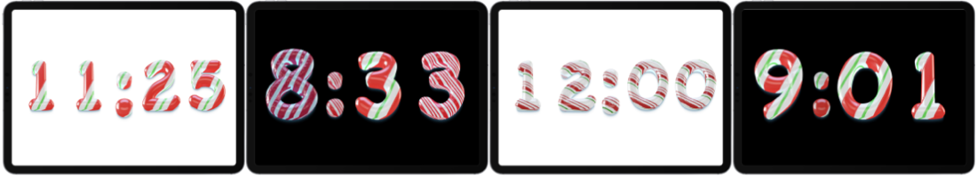 4 Candy Cane Clock Faces