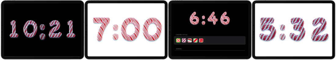 4 Candy Cane Clock Faces