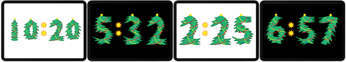 4 Christmas Tree Clock Faces