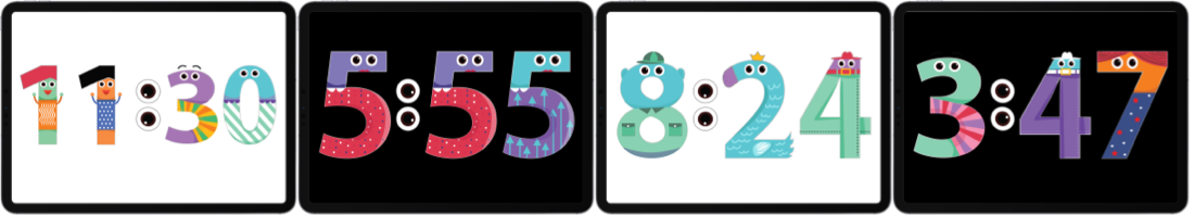 4 Happy Monster Clock Faces