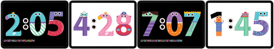 4 Happy Monster Clock Faces