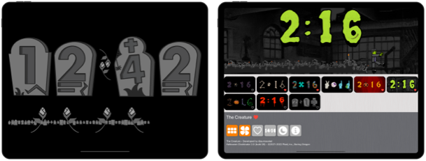 Tombstones Clock and The Creature Settings Clock
